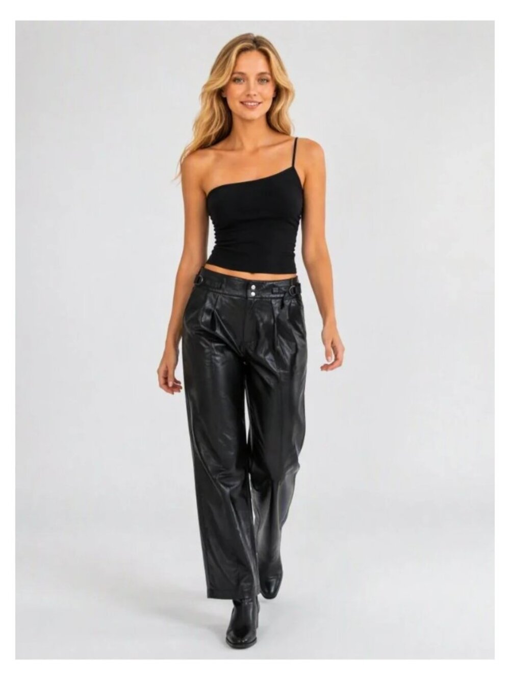 7 For All Mankind Faux Leather Skinny Bootcut Pants Black Size 25 NWT